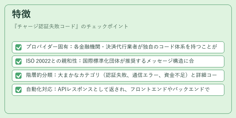 特徴(チャージ認証失敗コード)の図解