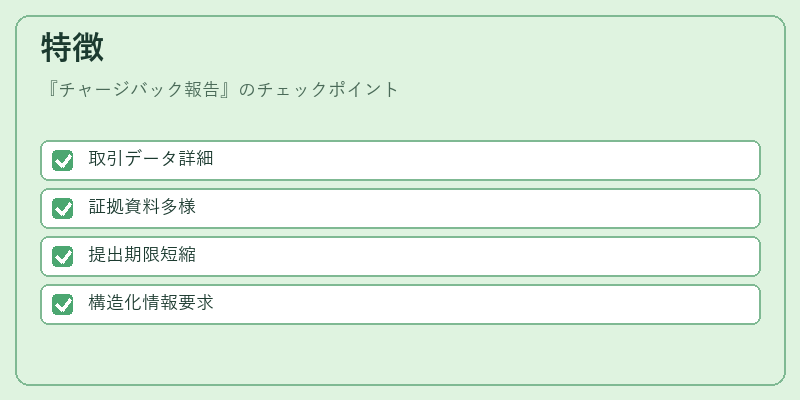 特徴(チャージバック報告)の図解