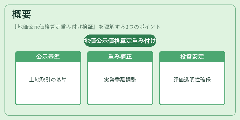 概要（地価公示価格算定重み付け検証）の図解