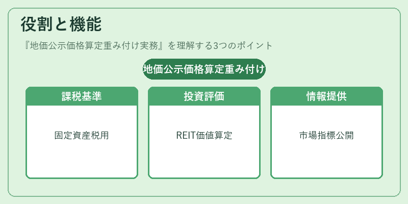 役割と機能(地価公示価格算定重み付け実務)の図解