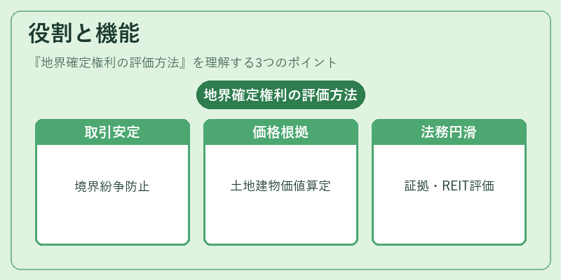役割と機能（地界確定権利の評価方法）の図解