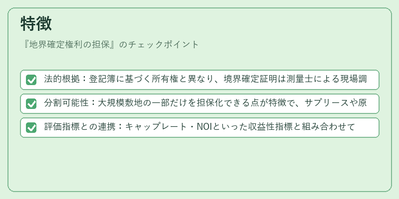 特徴（地界確定権利の担保）の図解