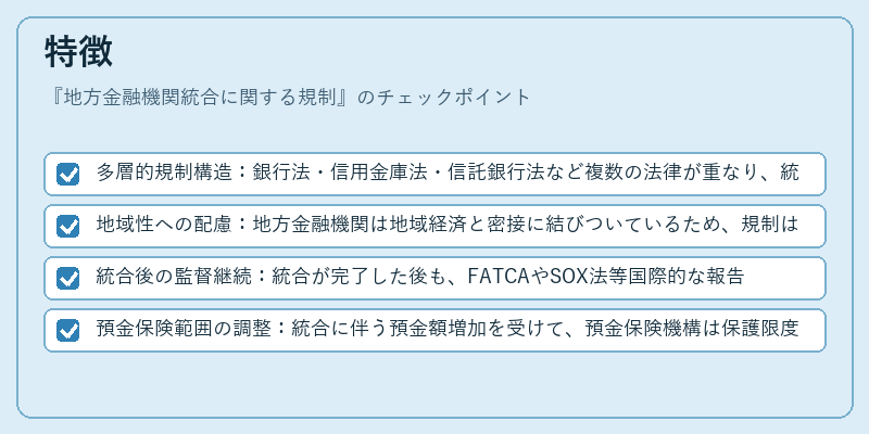 特徴（地方金融機関統合に関する規制）の図解