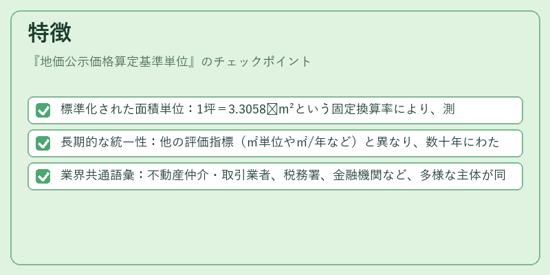 特徴(地価公示価格算定基準単位)の図解