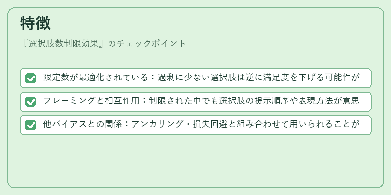 特徴(選択肢数制限効果)の図解