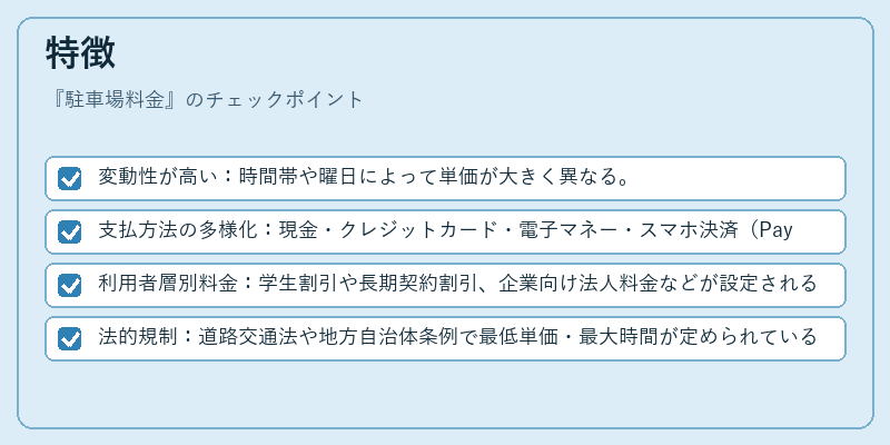 特徴（駐車場料金）の図解