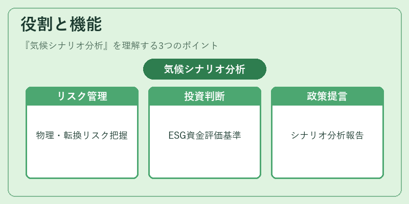 役割と機能（気候シナリオ分析）の図解