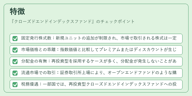 特徴(クローズドエンドインデックスファンド)の図解