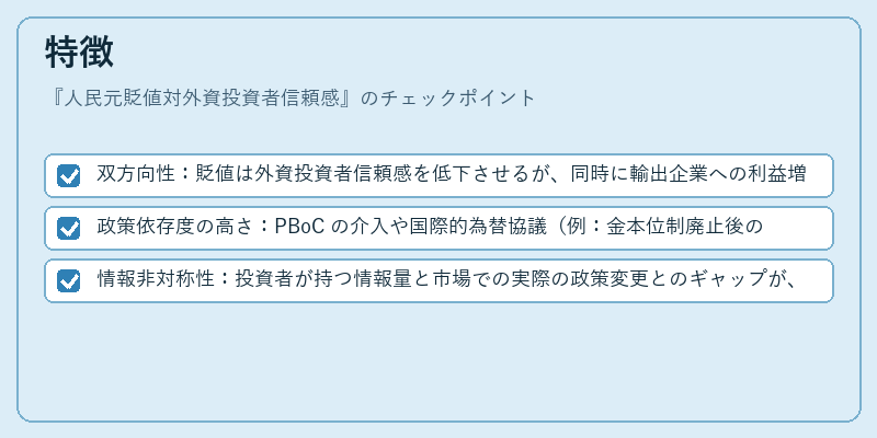 特徴（人民元貶値対外資投資者信頼感）の図解