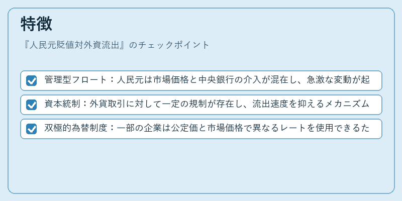特徴（人民元貶値対外資流出）の図解