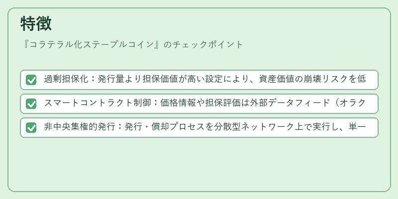 特徴（コラテラル化ステーブルコイン）の図解
