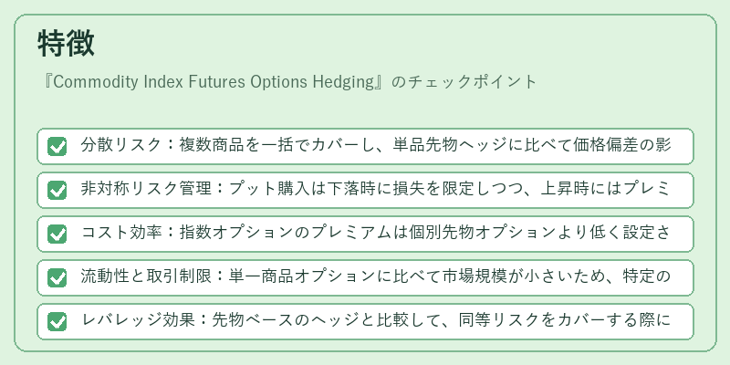 特徴(Commodity Index Futures Options Hedging)の図解