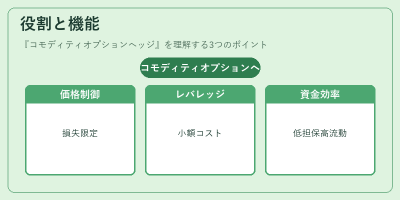 役割と機能（コモディティオプションヘッジ）の図解
