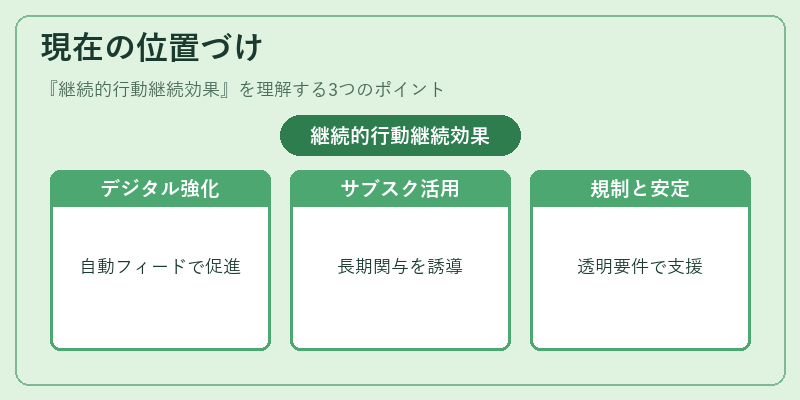 現在の位置づけ（継続的行動継続効果）の図解