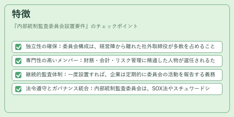 特徴（内部統制監査委員会設置要件）の図解