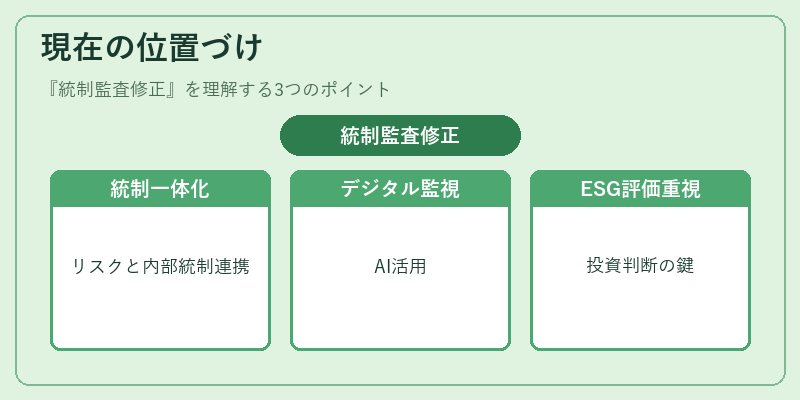 現在の位置づけ（統制監査修正）の図解