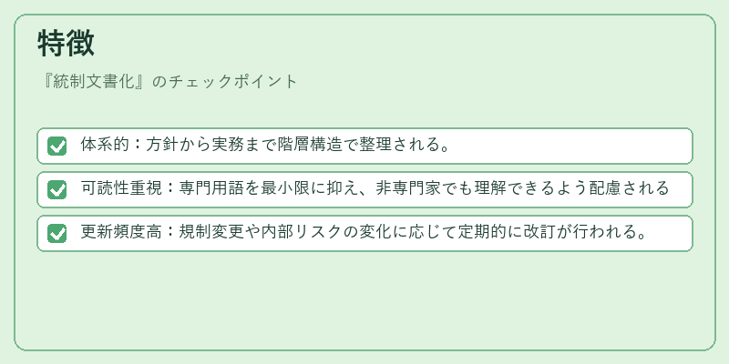 特徴（統制文書化）の図解