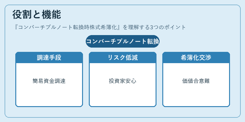 役割と機能(コンバーチブルノート転換時株式希薄化)の図解