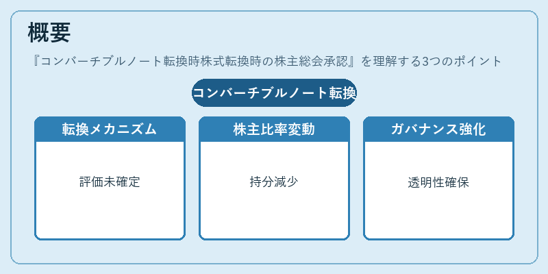概要（コンバーチブルノート転換時株式転換時の株主総会承認）の図解