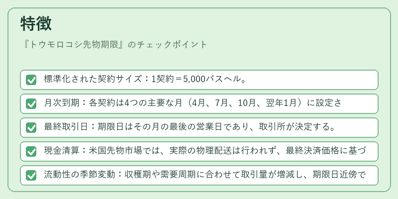特徴(トウモロコシ先物期限)の図解