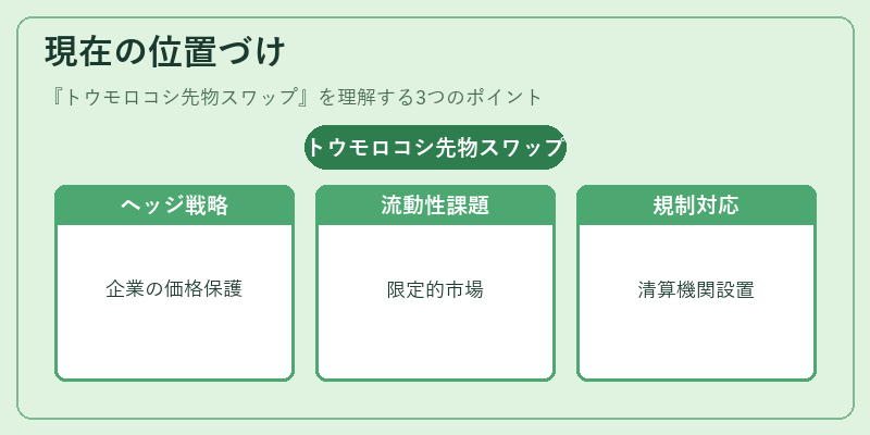 現在の位置づけ（トウモロコシ先物スワップ）の図解