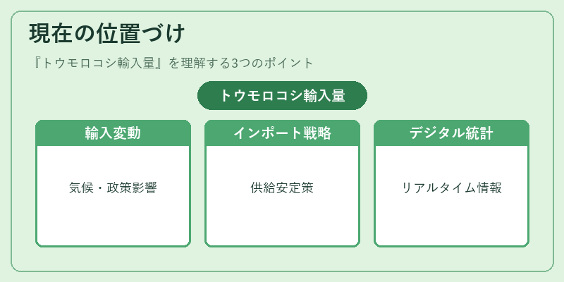 現在の位置づけ(トウモロコシ輸入量)の図解