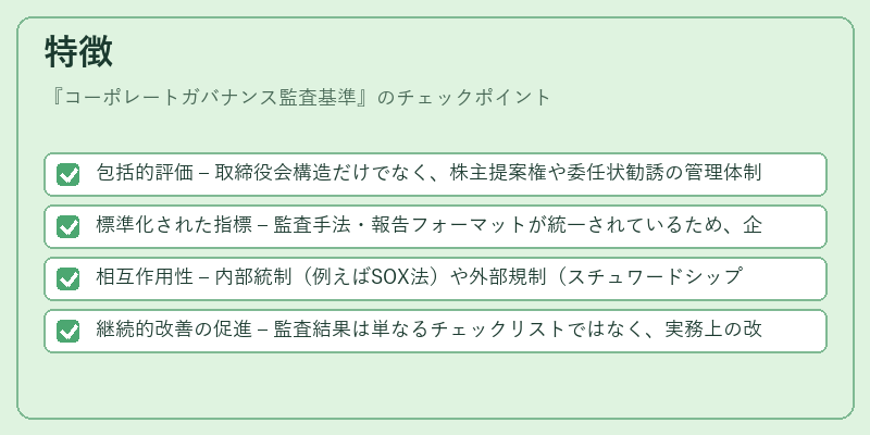 特徴（コーポレートガバナンス監査基準）の図解