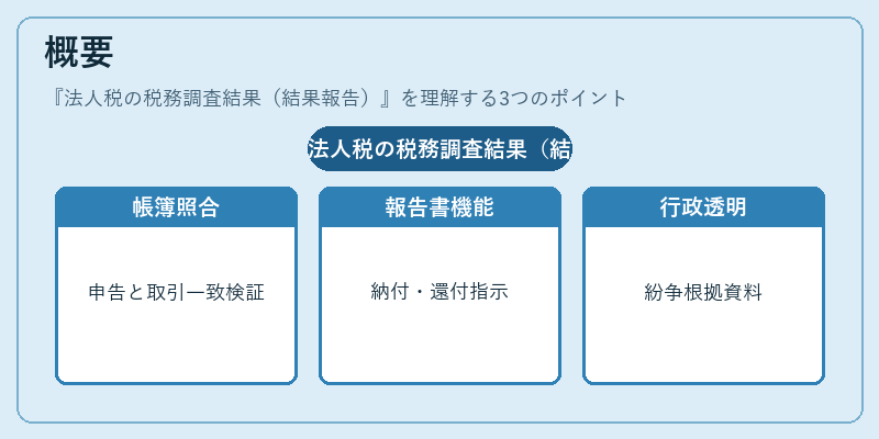 概要（法人税の税務調査結果（結果報告））の図解