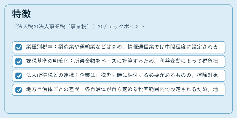 特徴（法人税の法人事業税（事業税））の図解