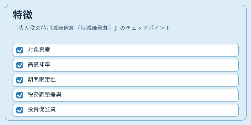 特徴（法人税の特別減価償却（特減価償却））の図解