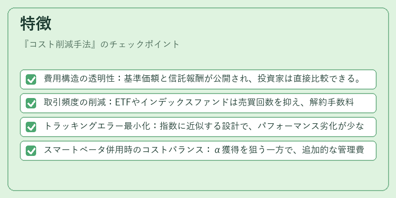 特徴（コスト削減手法）の図解
