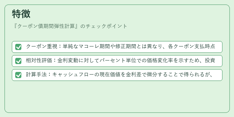 特徴（クーポン債期間弾性計算）の図解