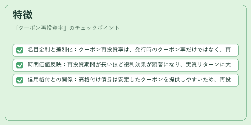特徴（クーポン再投資率）の図解