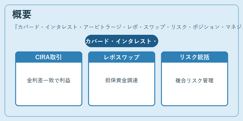 概要（カバード・インタレスト・アービトラージ・レポ・スワップ・リスク・ポジション・マネジメント）の図解