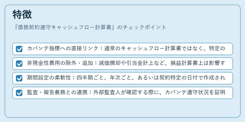 特徴(債務契約遵守キャッシュフロー計算書)の図解