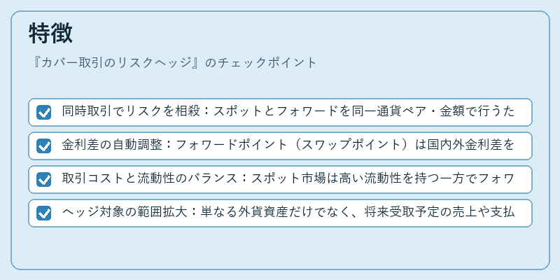 特徴（カバー取引のリスクヘッジ）の図解