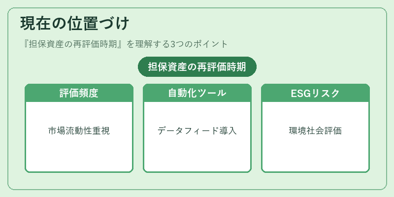 現在の位置づけ（担保資産の再評価時期）の図解