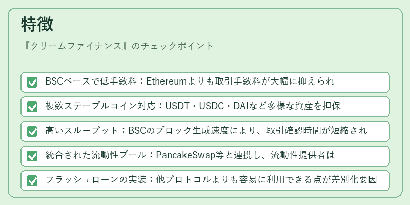 特徴（クリームファイナンス）の図解