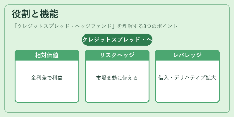 役割と機能(クレジットスプレッド・ヘッジファンド)の図解