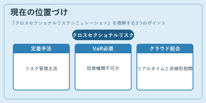 現在の位置づけ（クロスセクショナルリスクシミュレーション）の図解
