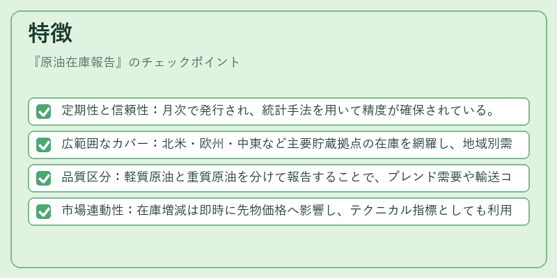特徴（原油在庫報告）の図解