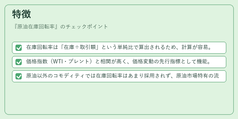 特徴（原油在庫回転率）の図解