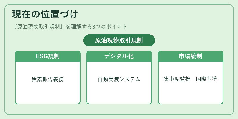 現在の位置づけ（原油現物取引規制）の図解