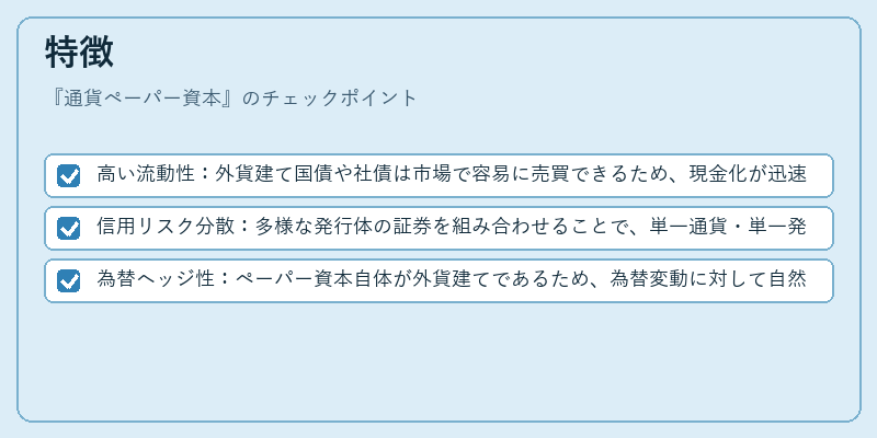 特徴（通貨ペーパー資本）の図解