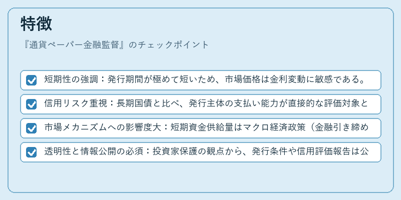 特徴（通貨ペーパー金融監督）の図解