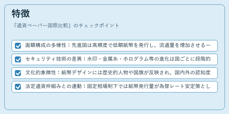 特徴（通貨ペーパー国際比較）の図解