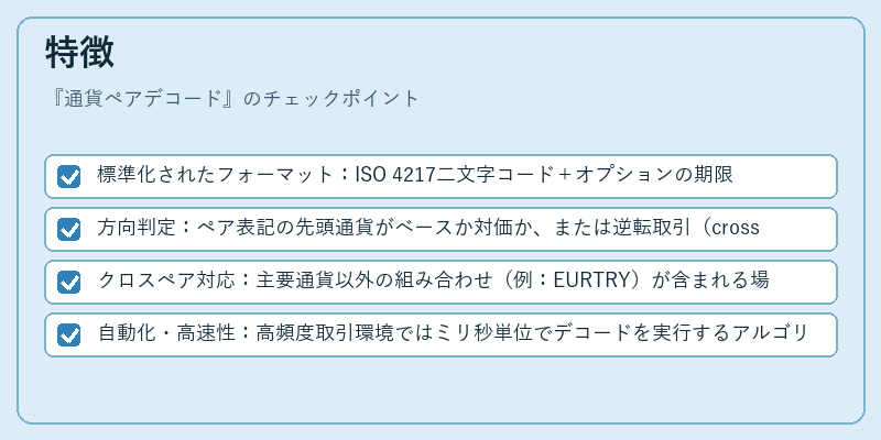 特徴（通貨ペアデコード）の図解