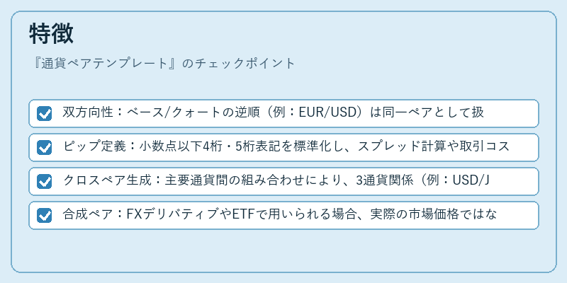 特徴（通貨ペアテンプレート）の図解