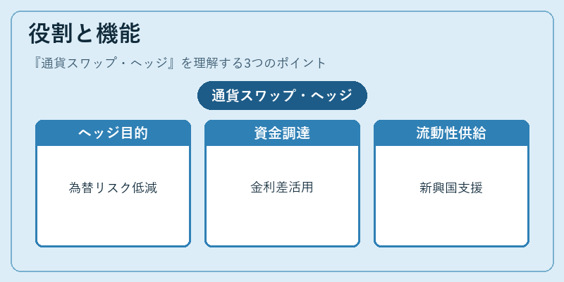 役割と機能（通貨スワップ・ヘッジ）の図解