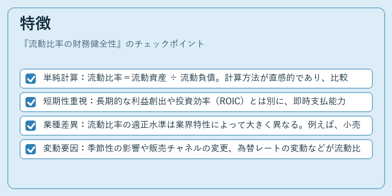 特徴（流動比率の財務健全性）の図解